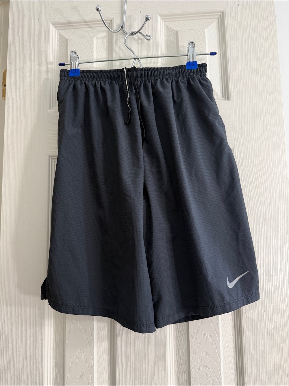 Nike Men's Dark Gray Athletic Shorts with Reflective Swoosh